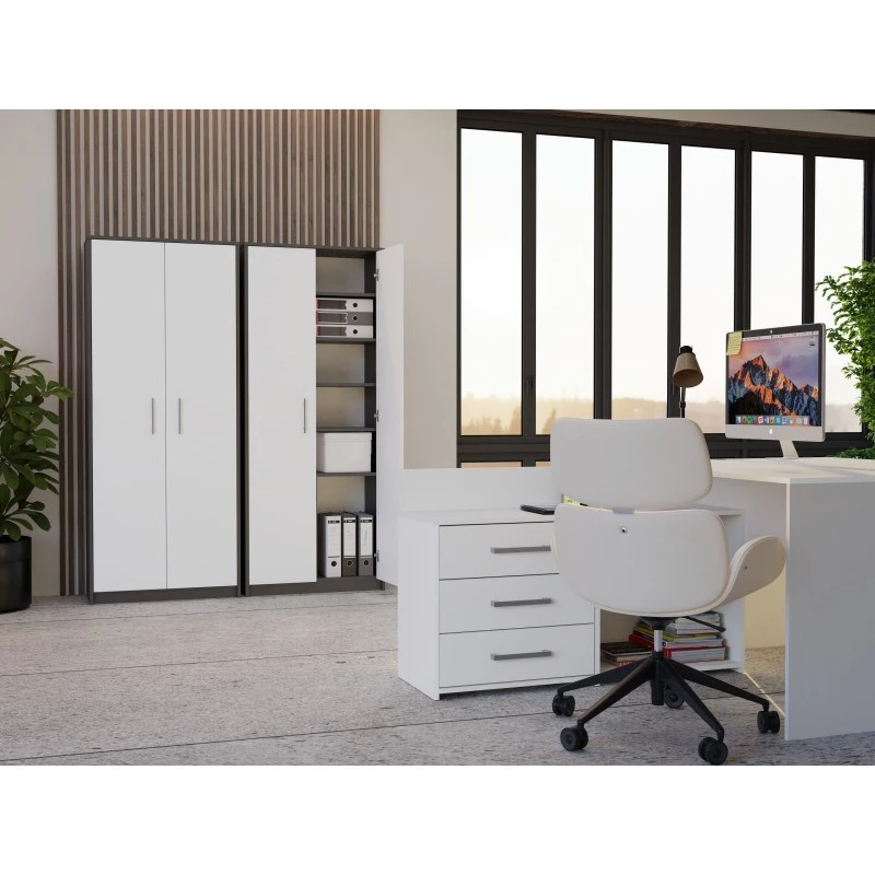 OLIV 2D CLOSED SHELVING UNIT, ANTHRACITE/Biały SET
