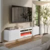 Cama szafka RTV TULA 183x35x37 biały matowy + biały mantelpiece