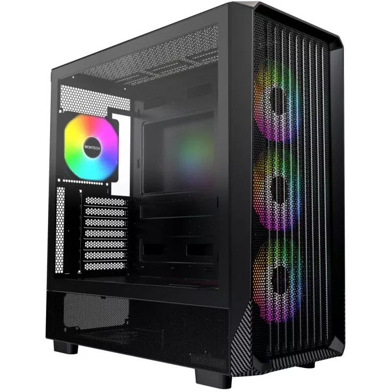 Obudowa komputerowa Montech X5 Midi Tower Czarna ATX 3x wentylatory 140mm