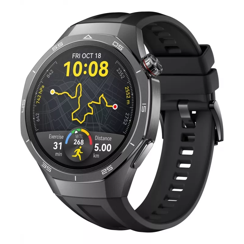 Smartwatch HUAWEI WATCH GT5 Pro 46mm — 1,43 cala AMOLED, GPS, 524 mAh, obudowa tytanowa, czarny pasek