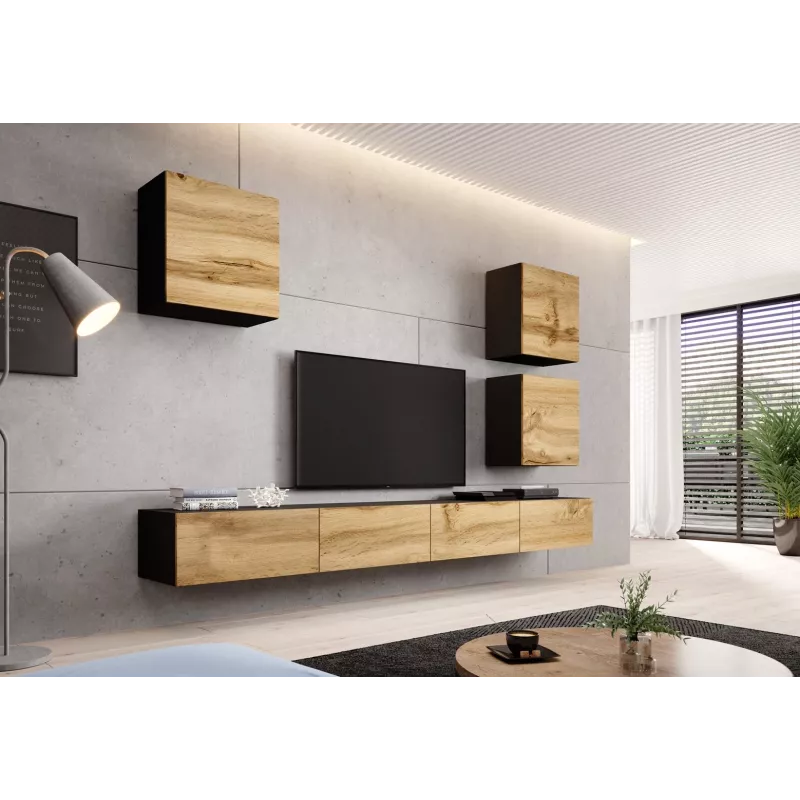 Cama TV stand VIGO 140 30/140/40 Czarny/wotan oak