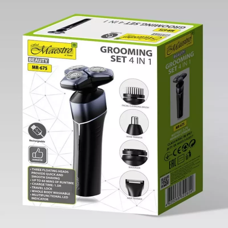 Elektryczny wodoodporny zestaw do golenia 5 w 1 z ładowaniem USB Maestro MR-675