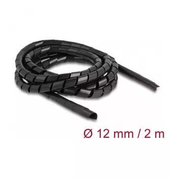 DeLOCK Wąż spiralny elastyczny 2 m x 12 mm czarny polietylen