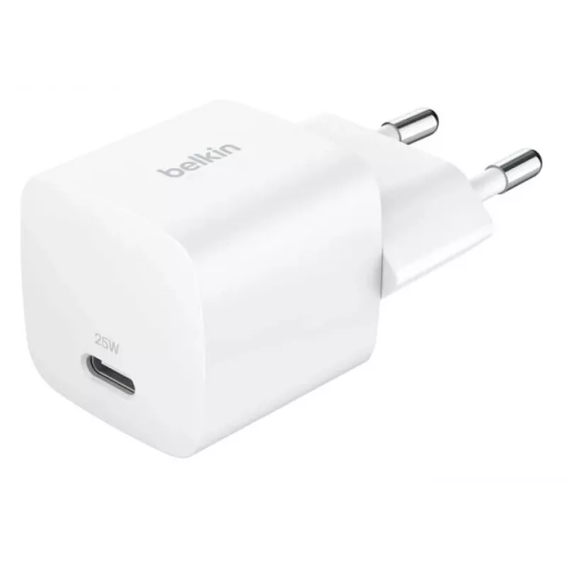 Ładowarka Belkin BoostCharge 25W USB-C PD (wewnętrzna AC) Biała — do przenośnych konsol do gier, smartfonów, tabletów