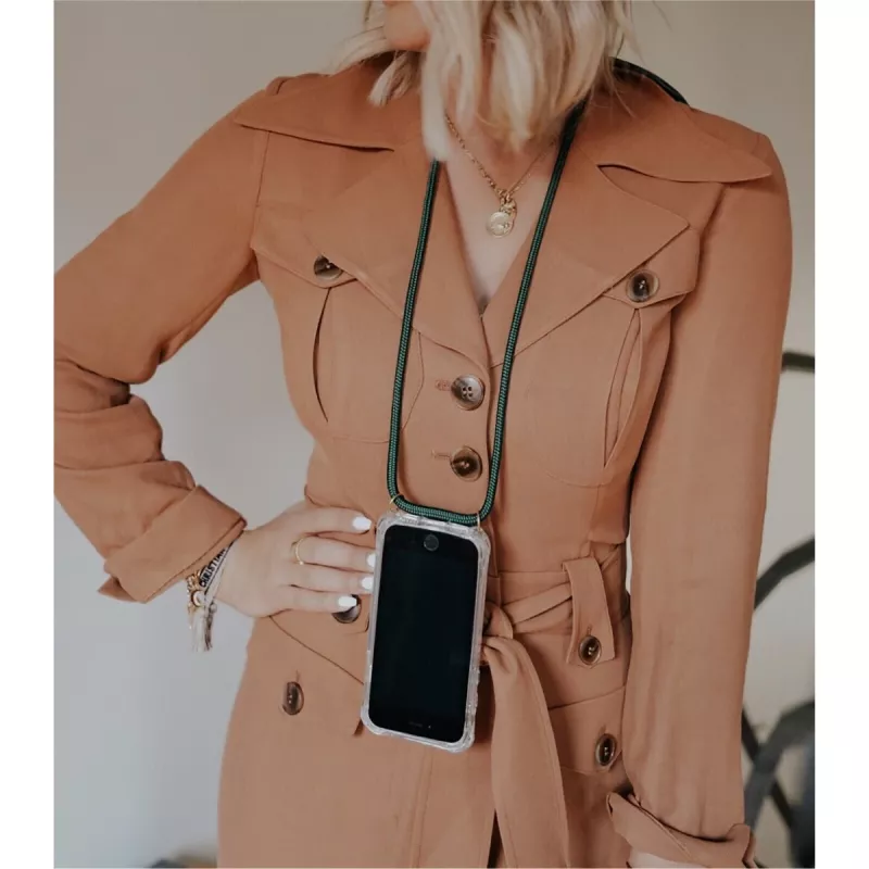 Naszyjnik na telefon Lookabe loo014 do iPhone XR – złoto-zielone ochronne etui z paskiem