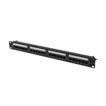 Patch panel 1U LANBERG PPUA-1024-B, 24 porty, Cat6a, U/UTP, 1U rack, głębokość 102 mm, metal, czarny