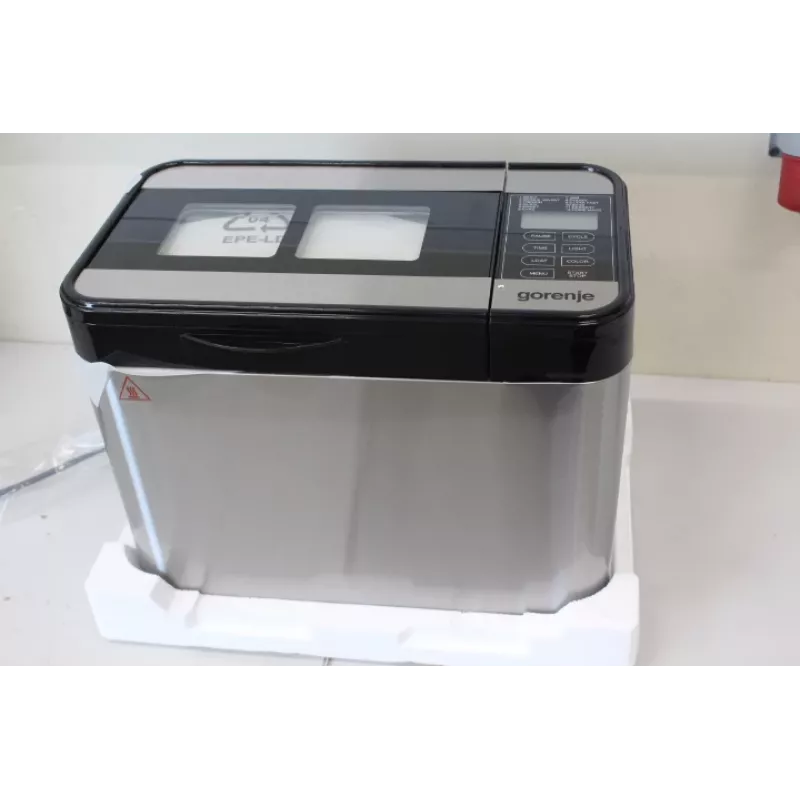 Wypiekacz do chleba Gorenje BM1400E — 815 W, 12 programów, LCD, stal nierdzewna, bochenek 1400 g, podwójna forma do pieczenia