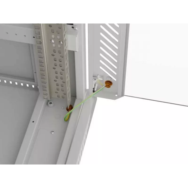 19-calowa szafa stojąca LANBERG 32U 600×800 mm szara z drzwiami szklanymi i LCD (płaski Pack)