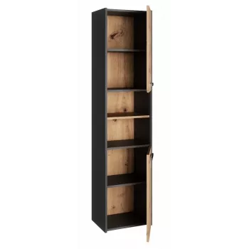 Szafka łazienkowa Topeshop S40 ANTRACYT/ARTISAN, wolnostojąca, 400×300×1700 mm, 6 półek, 2 drzwi