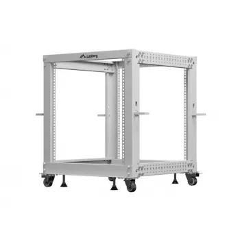 Otwarta szafa rack 19 cali LANBERG 12U, regulowana głębokość 600–1100 mm, szara