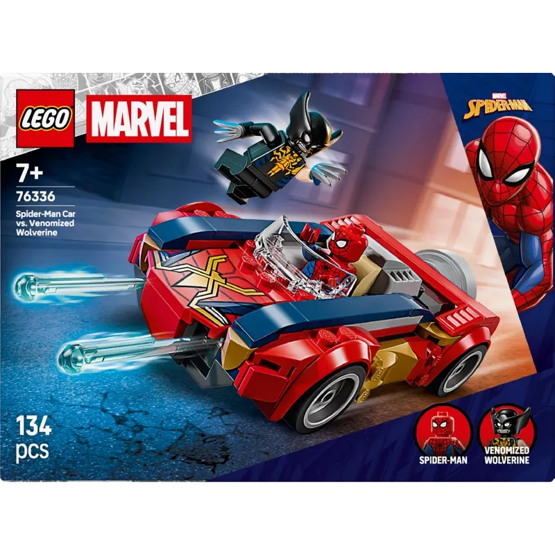 LEGO MARVEL 76336 Samochód Spider-Mana kontra Venomized Wolverine