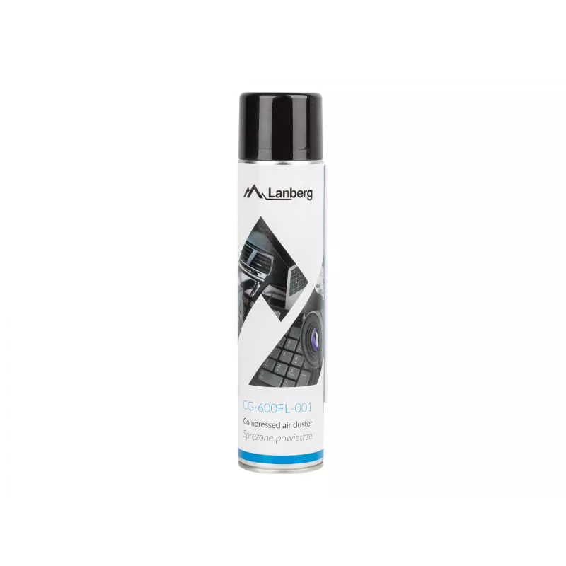 Sprężone powietrze w puszce LANBERG CG-600FL-001 — 600 ml, do czyszczenia PC, czarny/niebieski/biały