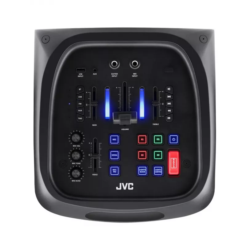 Przenośny głośnik imprezowy JVC XS-EP624B — czarny, zasilany bateriami, Bluetooth