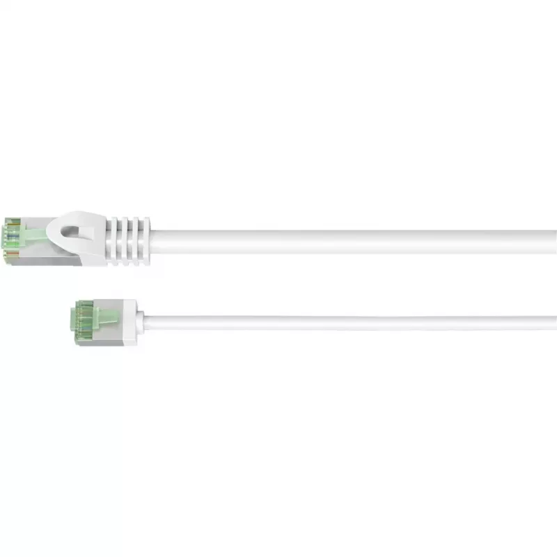 Ultra-elastyczny kabel krosowy Cat.8.1 cienki, U/FTP (biały, 5 metrów, bardzo krótka wtyczka)