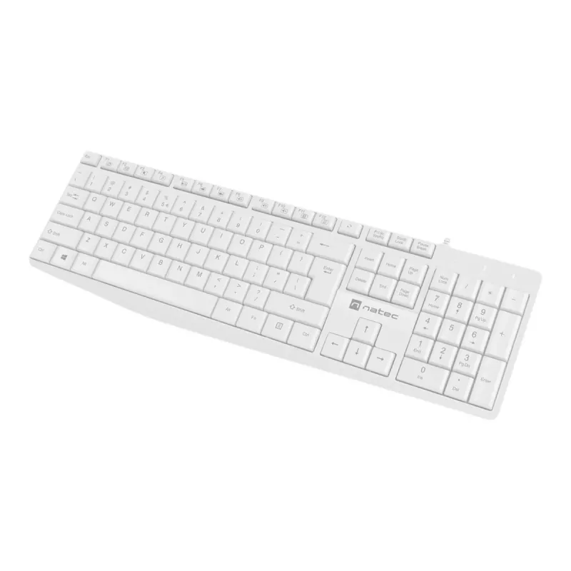 Przewodowa klawiatura pełnowymiarowa NATEC NAUTILUS NKL-1951, 105 klawiszy, US International QWERTY, biała, USB, 1.8 m
