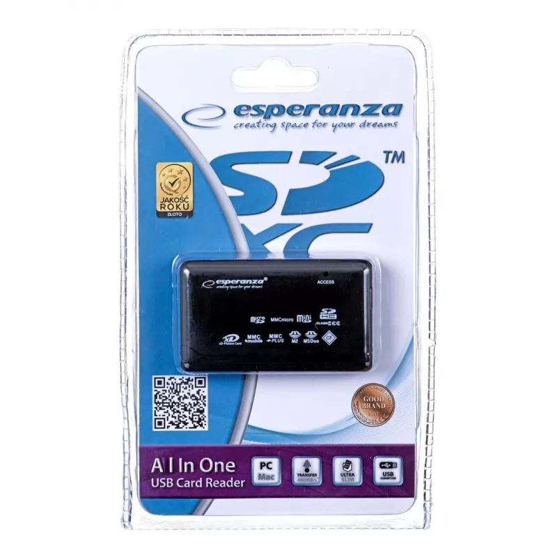 Czytnik kart Esperanza EA119 Czarny USB 2.0