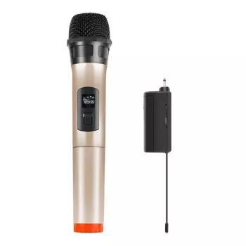 PU628J UHF Bezprzewodowy Mikrofon Dynamiczny z Wyświetlaczem LED (Złoty)