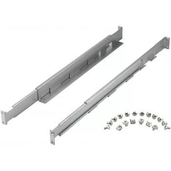 Zestaw szyn rack PowerWalker 10120531 — srebrny, szerokość 550 mm, wysokość 140 mm, głębokość 70 mm, obsługuje głębokość szafy rack 78–120 cm, waga 3,1 kg