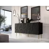Komoda cama meble JUNGLE 1520×405×745 mm matowa czerń ze złotymi nogami, płyta wiórowa