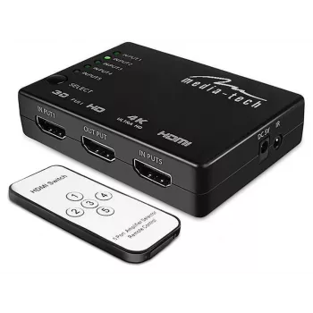 Przełącznik HDMI video MEDIA-TECH MT5207, 5 wejść HDMI, 1 wyjście HDMI, czarny
