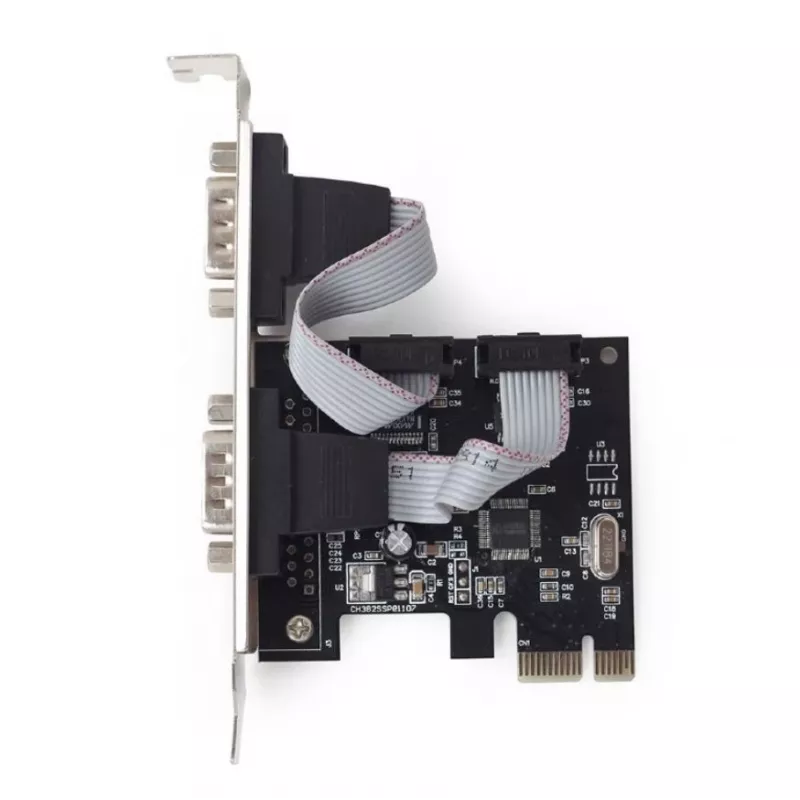 Wewnętrzny adapter szeregowy GEMBIRD SPC-22 PCIe RS-232 Low-profile, WCH382, 16000 Kbit/s, 67×120×20 mm, czarny