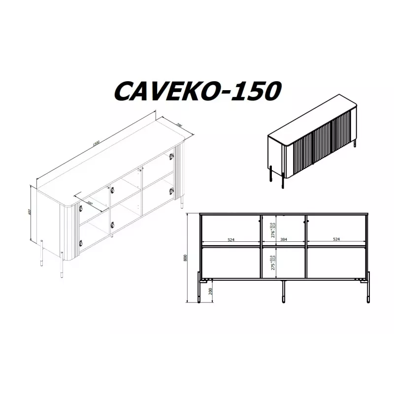 Cama VERA komoda 150x40x80 czarny matowy