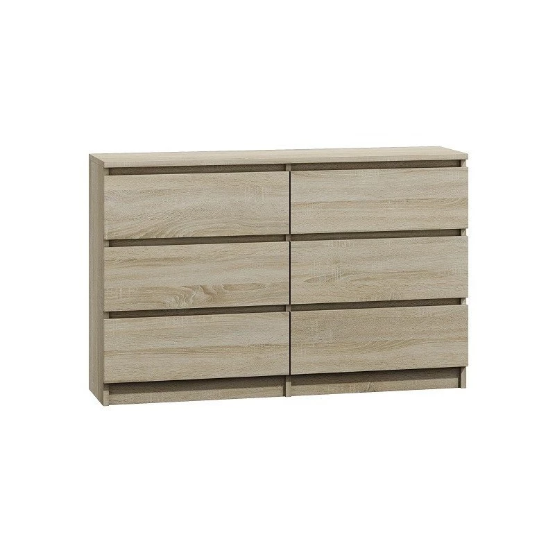 Komoda Top e Shop M6 120 SON 2x3, Dąb, 6 szuflad, 1200×300×770 mm