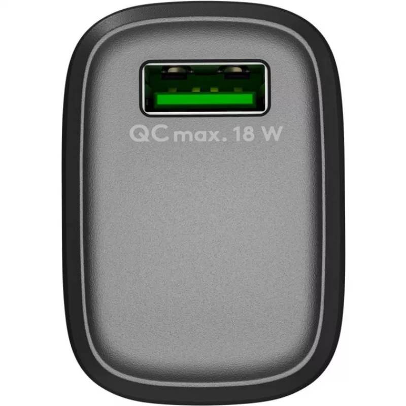 Szybka ładowarka sieciowa USB-A QC (18 W) (czarna)