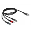 Delock - Lightning-Kabel, nur zum Aufladen - USB männlich bis Micro-USB Typ B, Lightning, USB-C männlich - 1,0m - Schwarz (87277)
