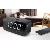 Zegar radiowy Muse M-192 CR — zegar cyfrowy, tuner FM, wyświetlacz LED 1,8 cala, czarne drewno, zasilanie AC 100–240 V, bateria zapasowa AAA