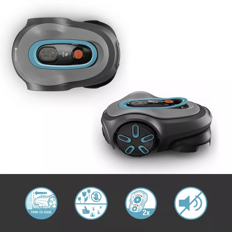 Robotic lawn mower GARDENA smart SILENO max — 800 m², 16 cm szerokości cięcia, bateria, nawigacja LONA, szary
