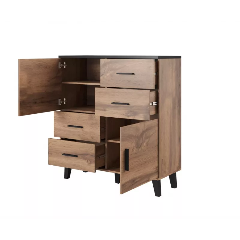 Zestaw mebli do salonu Cama LOTTA 2 (kredens 150 2D3DR + kredens 110 2D4DR + witryna 120 + stolik kawowy 110)