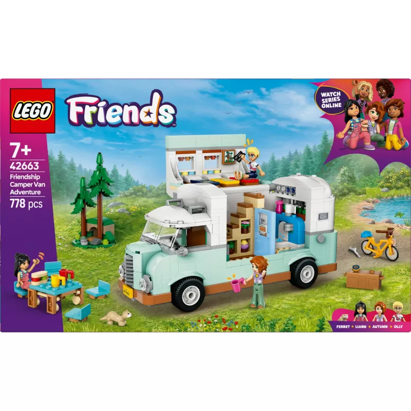 Zestaw LEGO Motor Home 42663 — kamper LEGO Friends, 778 elementów, 3 minilaleczki, od 7 lat