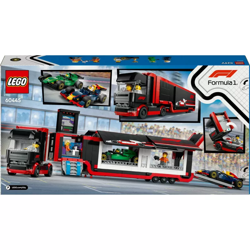 LEGO CITY 60445 F1 - Ciężarówka z bolidami RB20 i AMR24 F1