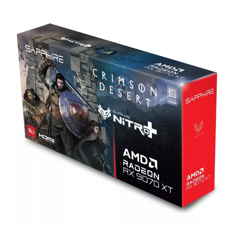 Karta graficzna Sapphire NITRO+ Radeon RX 9070 XT OC Crimson Desert Edition — 16 GB GDDR6, 256-bit, PCIe 5.0