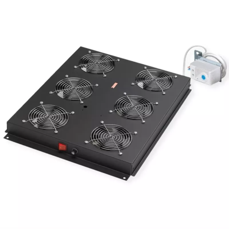 Cooling fan ROLINE 19-inch roof-mounted unit 6 fans Thermostat Czarny