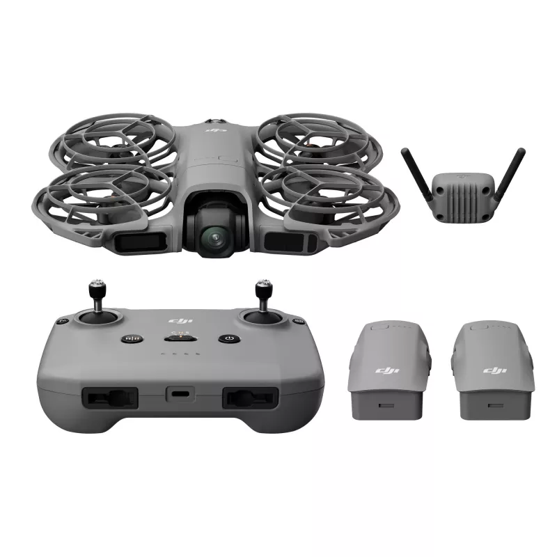 Quadcopter drone DJI Neo 2 Fly More Combo — 4 rotory, aparat 12 MP, wideo 2688×1512, bateria 1606 mAh, pamięć wewnętrzna 49 GB, czarny/szary