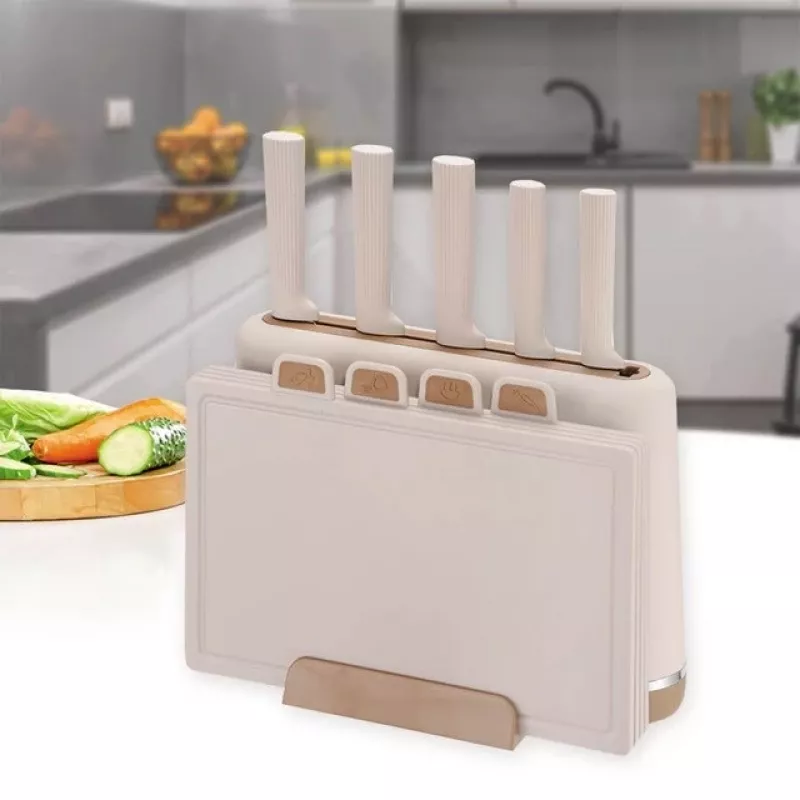 Maestro MR-1412-BEIGE zestaw noży z blokiem + zestaw desek do krojenia Beżowy