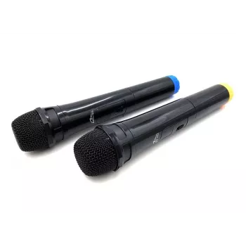 Mikrofon karaoke MEDIA-TECH MT395 Accent Pro — przewodowy, czarny, włącznik/wyłącznik, maks. zasięg 20 m, komplet 2 szt.