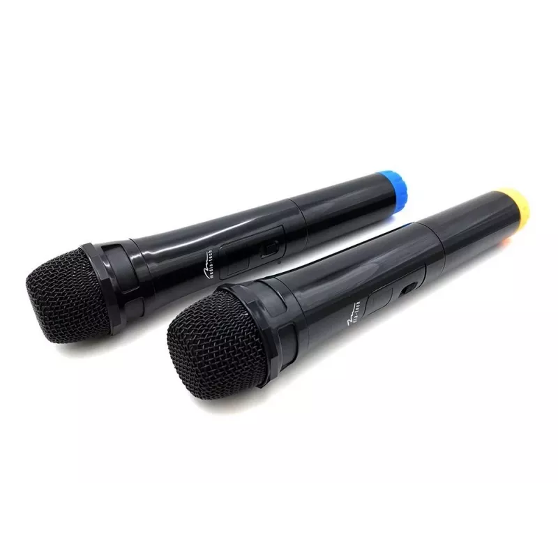 Mikrofon karaoke MEDIA-TECH MT395 Accent Pro — przewodowy, czarny, włącznik/wyłącznik, maks. zasięg 20 m, komplet 2 szt.