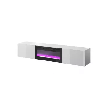 Szafka RTV Cama Meble SLIDE 200K z kominkiem elektrycznym 200x40x37 cm biały połysk