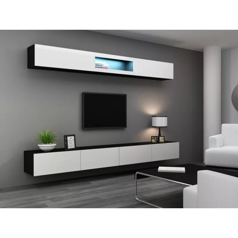 Cama zestaw mebli do salonu VIGO 12 czarny/biały połysk