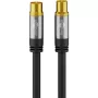 Kabel antenowy Goobay TV (typ 135 dB), 4-krotnie ekranowany, 10 m, czarny - pozłacany, gniazdo koncentryczne > wtyk koncentryczny (70389)