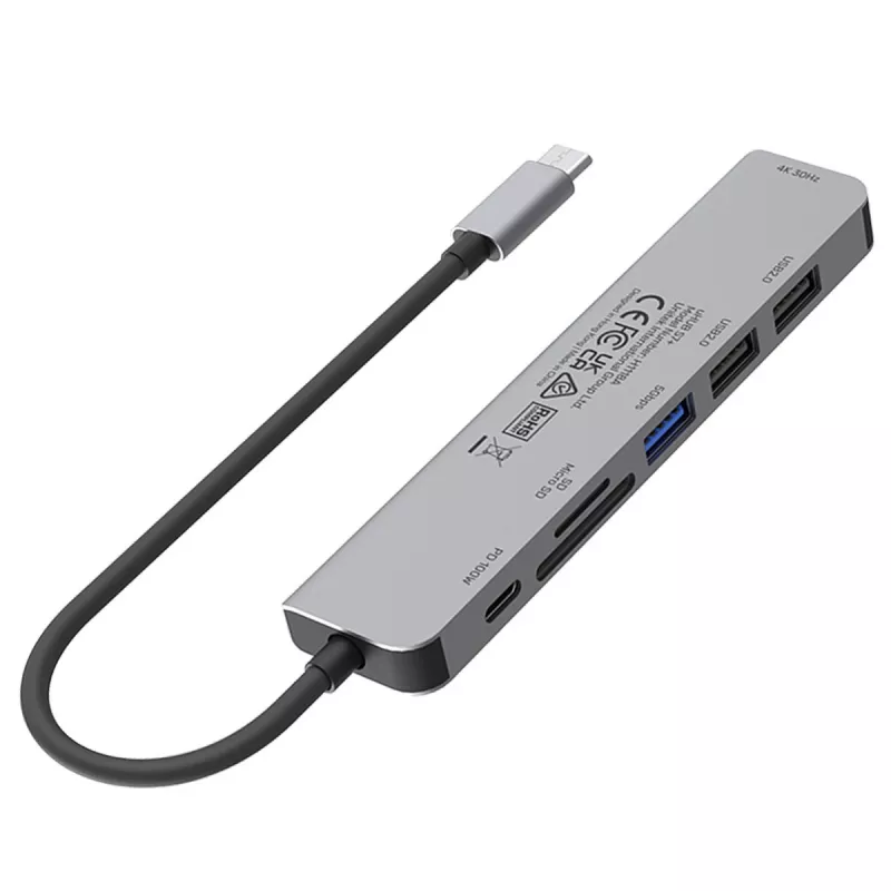 USB-C Hub Unitek 7in1 Aluminium PD 100W 5 Gbps — wieloportowy adapter z Power Delivery