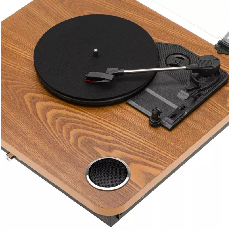 Gramofon analogowy z napędem paskowym Adler AD 1914 z portem USB, talerzem ceramicznym, silnikiem prądu stałego, prędkością 33 1/3 obr./min, Bluetooth 5.4, wyjściami RCA, wbudowanymi głośnikami