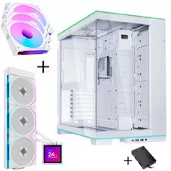 Lian Li O11 Dynamic EVO RGB PC-Enclosure Bundle HydroShift II LCD-S 360TL AiO + 3x UNI FAN SL-INF 120 Reverse Blade Fan - Biały