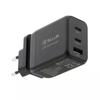 Ładowarka sieciowa Tellur TLL151451 65W, 3-portowa (2x USB-C, 1x USB-A)