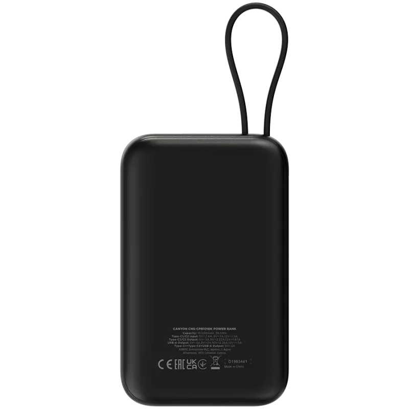 OnPower 101 z wbudowanym kablem 10000 mAh PD22.5W Czarny