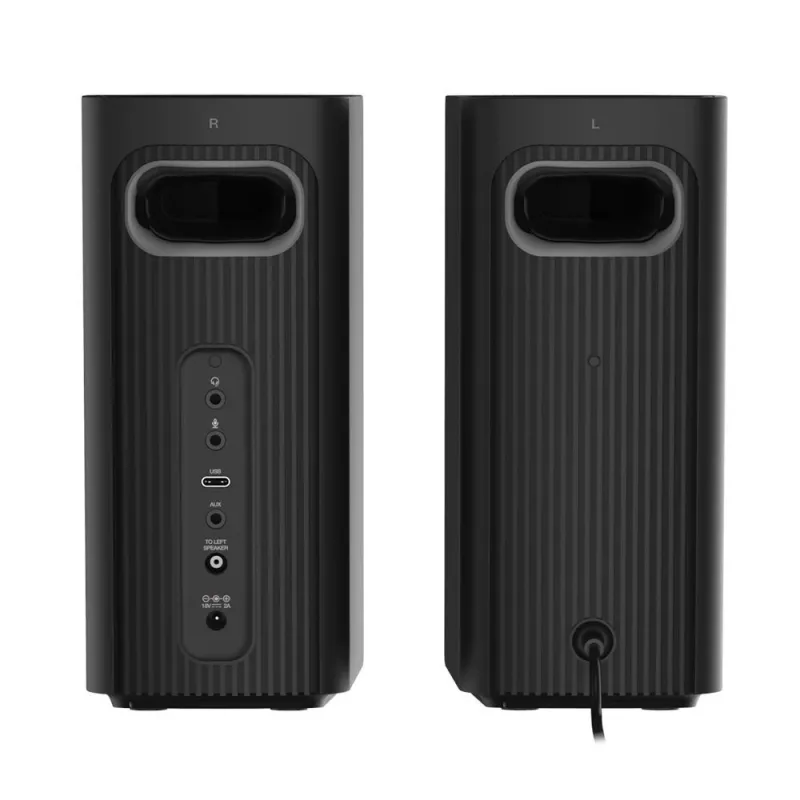 Głośniki komputerowe CREATIVE T60 2.0 Compact Hi-Fi z wyraźnym dialogiem i dźwiękiem przestrzennym Sound Blaster, zestaw SmartComms Kit, porty USB-C audio, mikrofon i słuchawki B