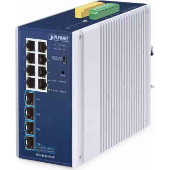 Przełącznik zarządzalny PLANET IP30 przemysłowy L2/L4 8-portowy Gigabit Ethernet